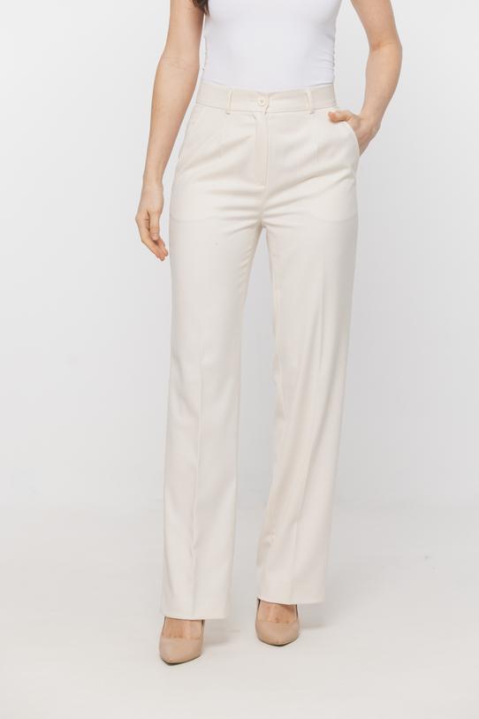 Eleganckie garniturowe spodnie w kolorze ecru - 2