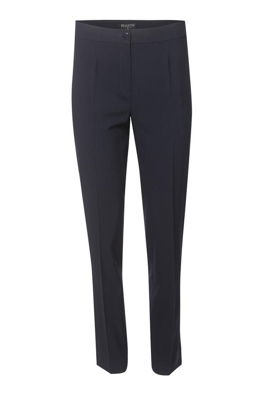Eleganckie granatowe spodnie w kant z wysokim stanem - 1