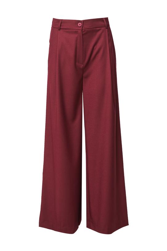 Eleganckie szerokie spodnie z bordowej tkaniny kostiumowej - 1