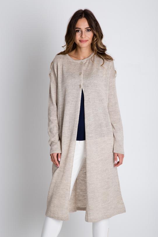 Długi sweter w kolorze ecru - 1