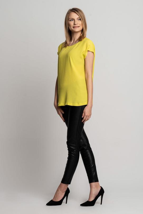 Limonkowa bluzka z łezką z tyłu i zapięciem na guzik - 2