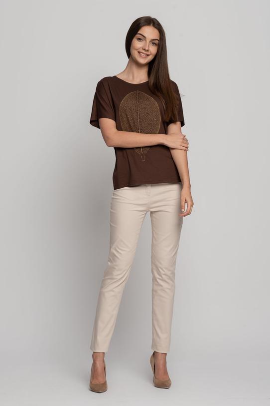 Wizualizacja Dzianinowa luźna bluzka z nadrukiem liścia na przodzie