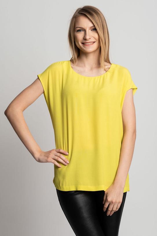 Limonkowa bluzka z łezką z tyłu i zapięciem na guzik - 3
