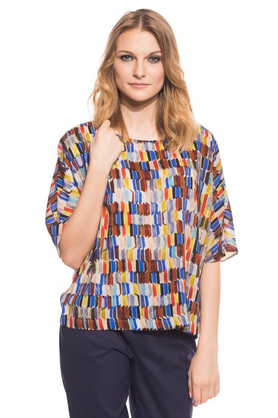 Patterned blouse with 3/4 sleeves - 1