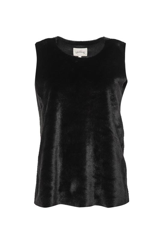 Futerkowa czarna bluzka bez rękawa - 1