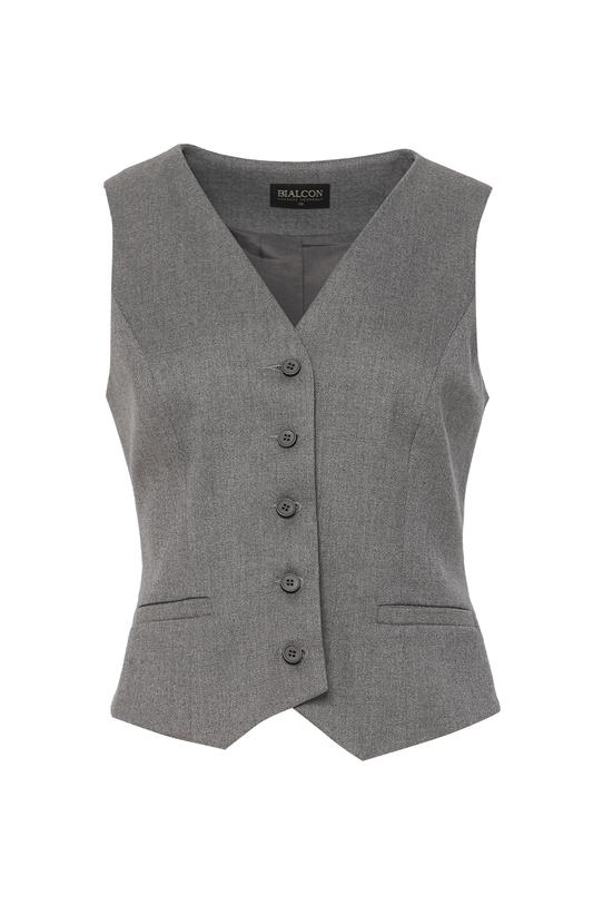 Garniturowa szara kamizelka z guzikami i podszewką - 1
