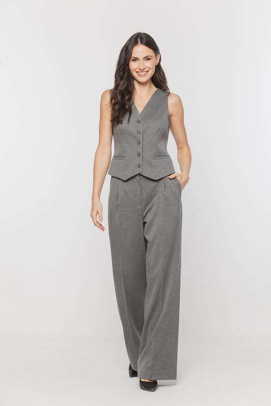 Wizualizacja Garniturowa szara kamizelka z guzikami i podszewką