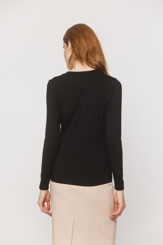 A plain black blouse with a V-neck - 5