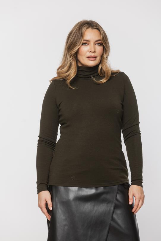 Golf z dodatkiem wełny w kolorze khaki - 3