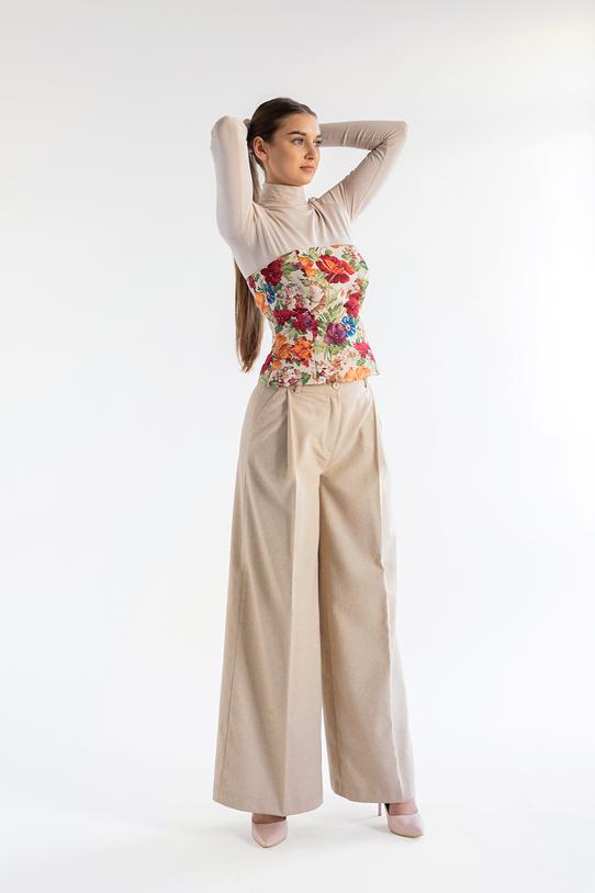 A jacquard corset made from a matt fabric with a floral pattern - 6
