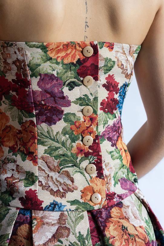 A jacquard corset made from a matt fabric with a floral pattern - 4
