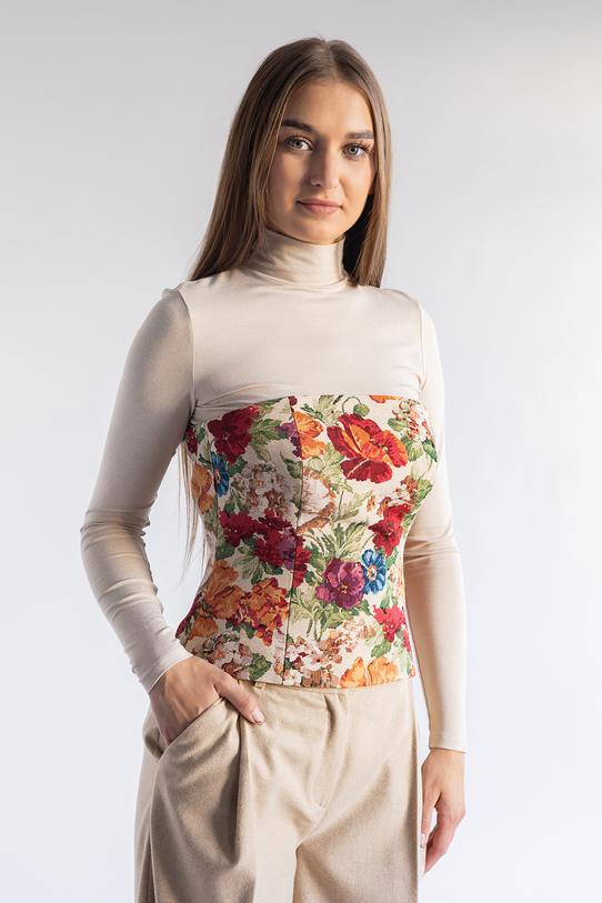A jacquard corset made from a matt fabric with a floral pattern - 9