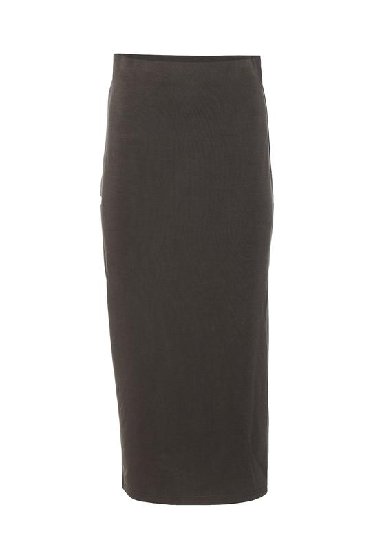 Grafitowa dopasowana spódnica za kolano - 1