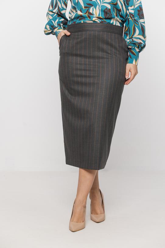 Grafitowa ołówkowa spódnica za kolano - 3