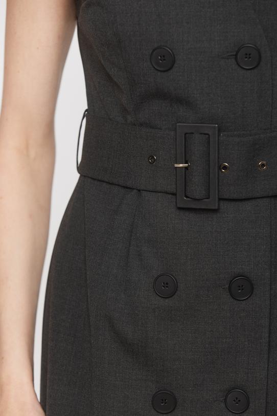 A graphite-coloured woollen dress that accentuates the shoulders and waist - 4
