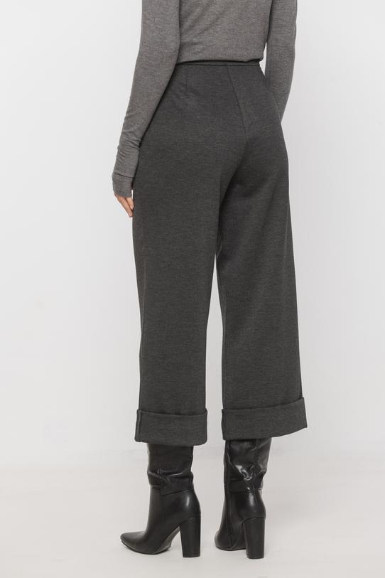 Grafitowe spodnie o długości midi z mankietem - 4