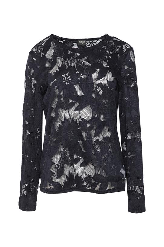 Granatowa bluzka z elastycznej koronki o kobiecym kroju - 1