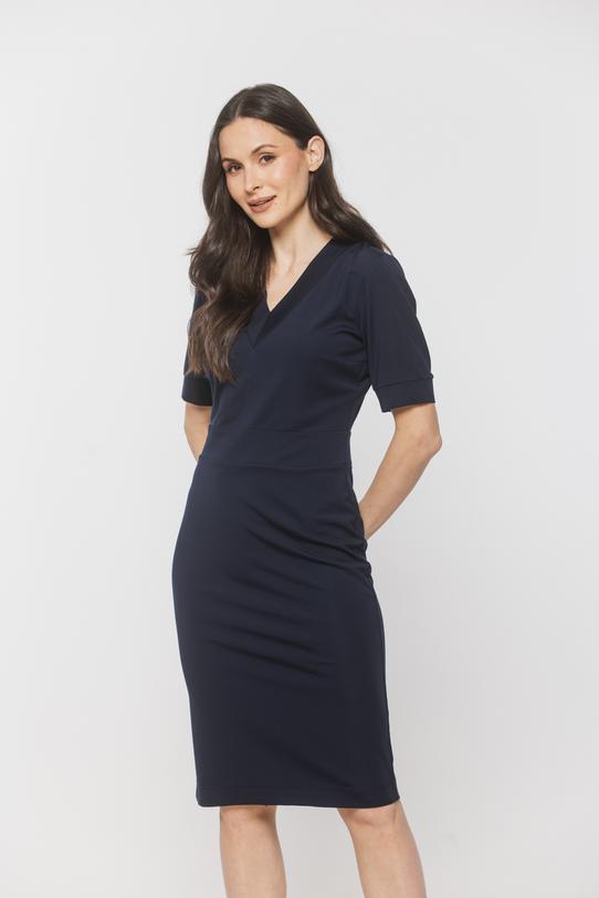 Granatowa sukienka na lato z dzianiny wiskozowej - 2