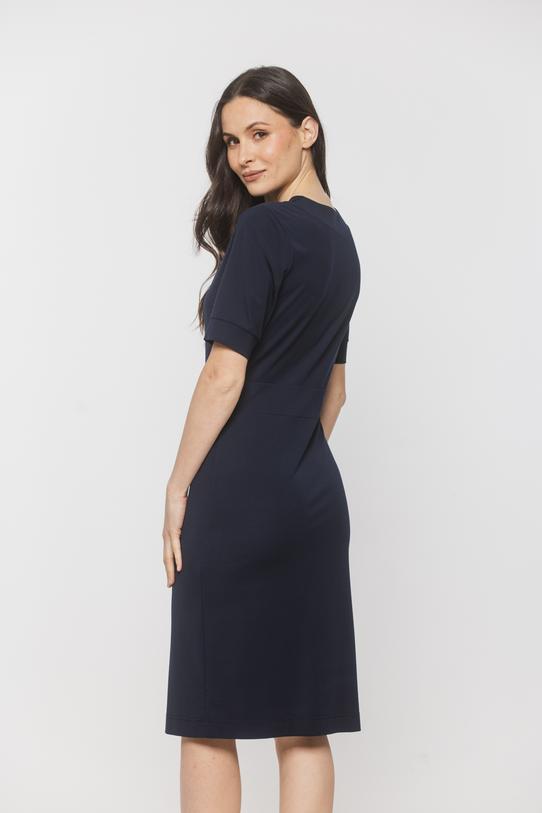 Granatowa sukienka na lato z dzianiny wiskozowej - 3