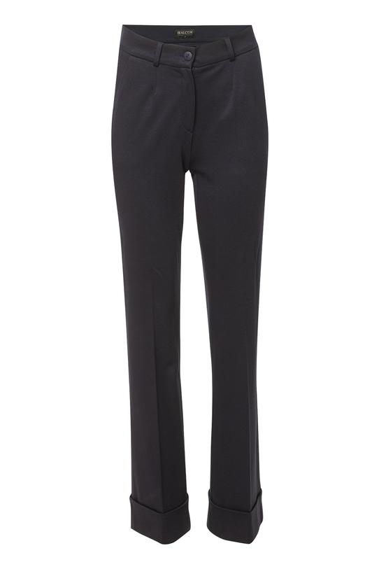 Granatowe spodnie dzwony z mankietem i kieszeniami - 1