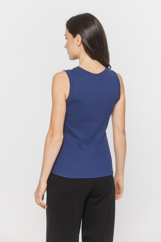 Granatowy prążkowany top z dzianiny bawełnianej - 4