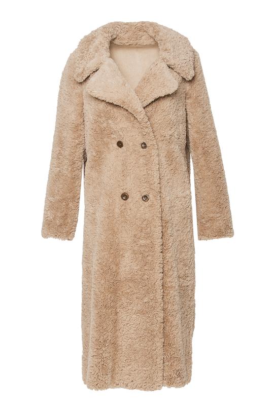 Gruby płaszcz typu miś o długości midi - 1