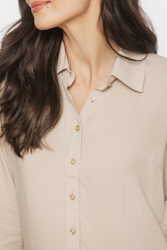 Jasnobeżowa koszula z lekkiej tkaniny wiskozowej - 5