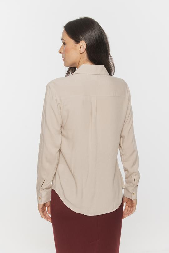 Jasnobeżowa koszula z lekkiej tkaniny wiskozowej - 6