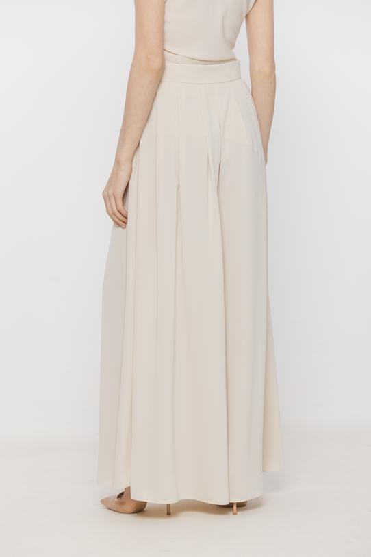Jasnobeżowe spodnie palazzo z zakładkami - 3