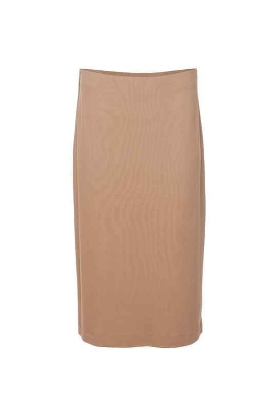 Jasnobrązowa dopasowana spódnica z elastycznego materiału - 1