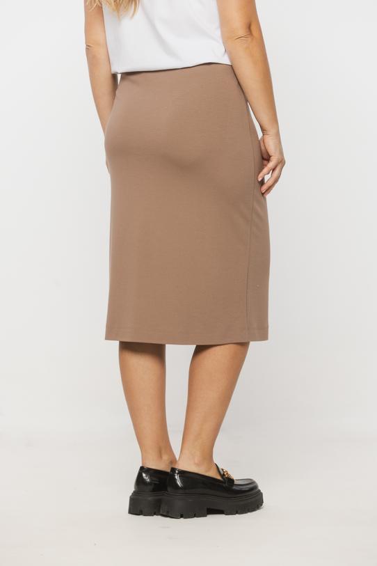 Jasnobrązowa dopasowana spódnica z elastycznego materiału - 3