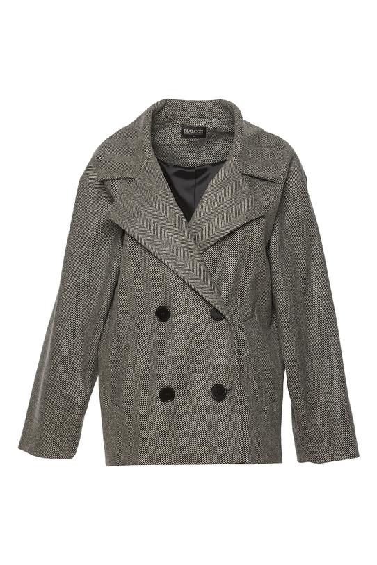 Jesienny płaszcz w jodełkę o skróconym fasonie - 1