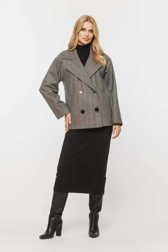 Wizualizacja Jesienny płaszcz w jodełkę o skróconym fasonie