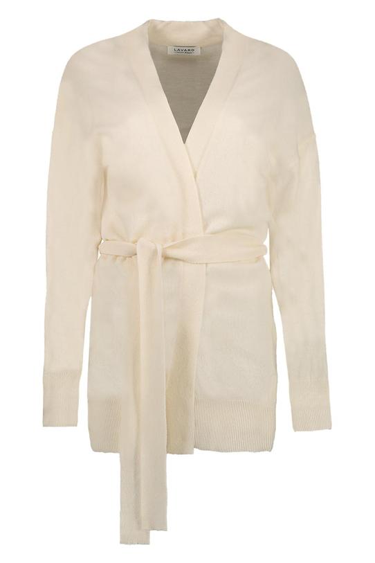 Wełniany kardigan  w kolorze ecru - 1