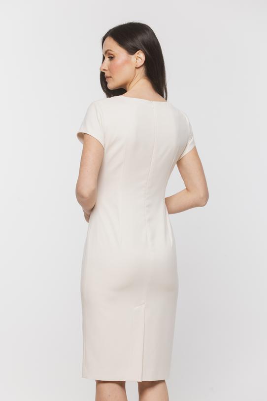 Klasyczna sukienka ecru z krótkim rękawkiem - 3