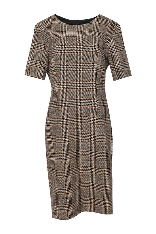 Klasyczna sukienka w kratkę z czystej wełny - 1