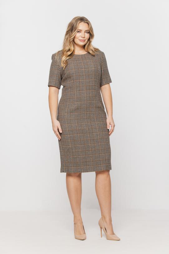 Wizualizacja Klasyczna sukienka w kratkę z czystej wełny