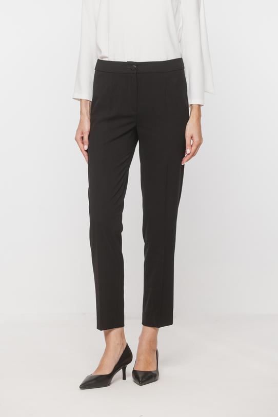 Klasyczne czarne spodnie w kant z gładkiej tkaniny - 3