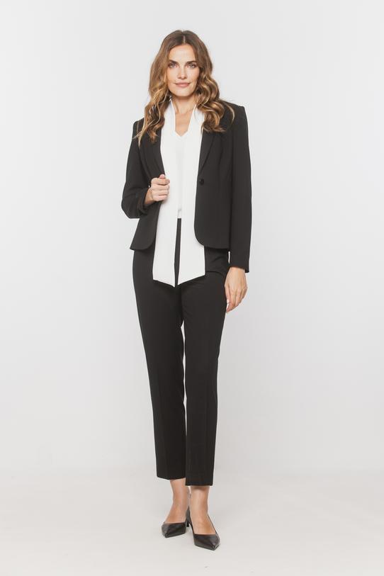 Klasyczne czarne spodnie w kant z gładkiej tkaniny - 2