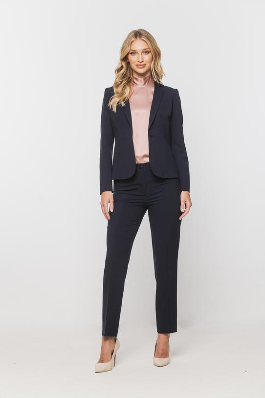 Wizualizacja Klasyczne granatowe spodnie z tkaniny garniturowej