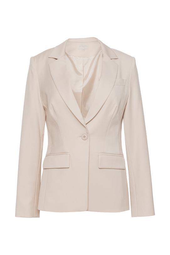 Klasyczny beżowy żakiet z zapięciem na jeden guzik - 1
