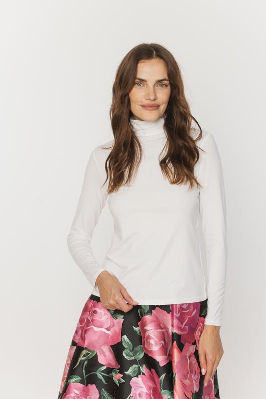 Klasyczny dzianinowy półgolf w kolorze ecru - 3