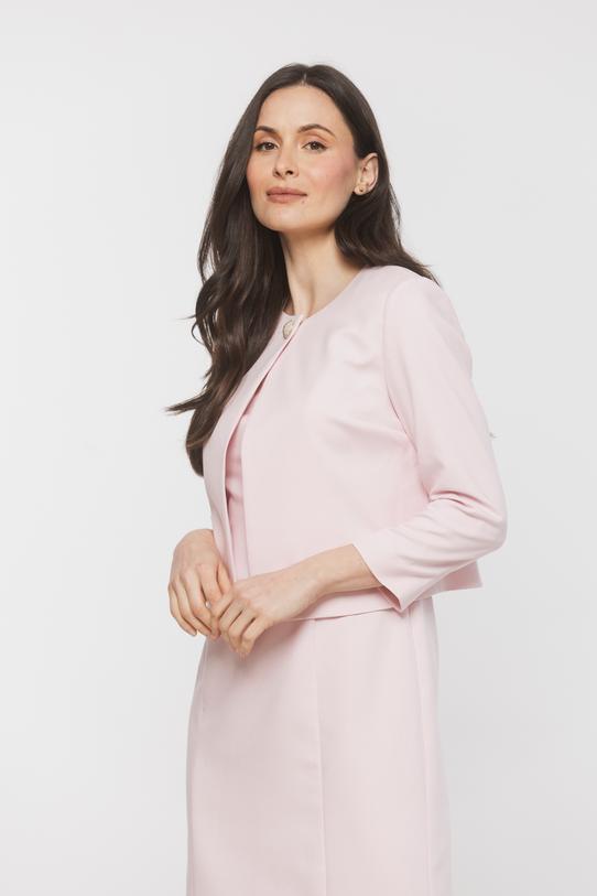 Klasyczny jasnoróżowy żakiet z zapięciem na jeden guzik - 3