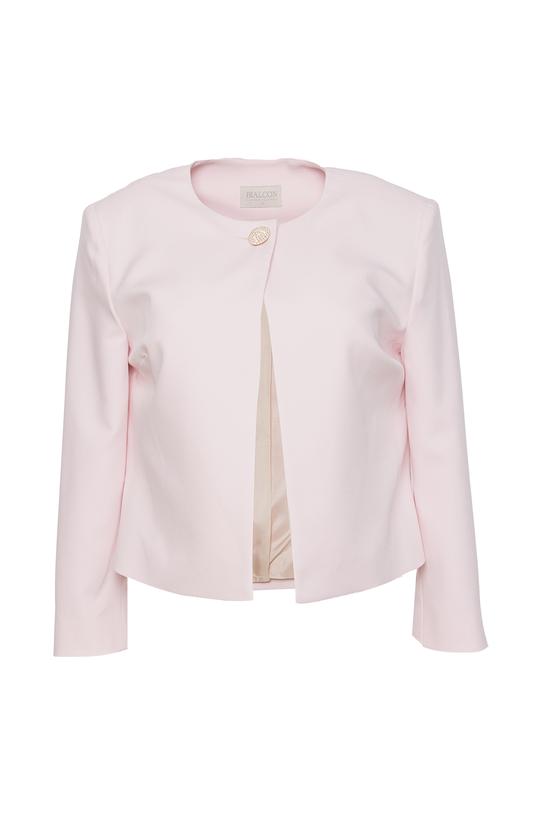 Klasyczny jasnoróżowy żakiet z zapięciem na jeden guzik - 1