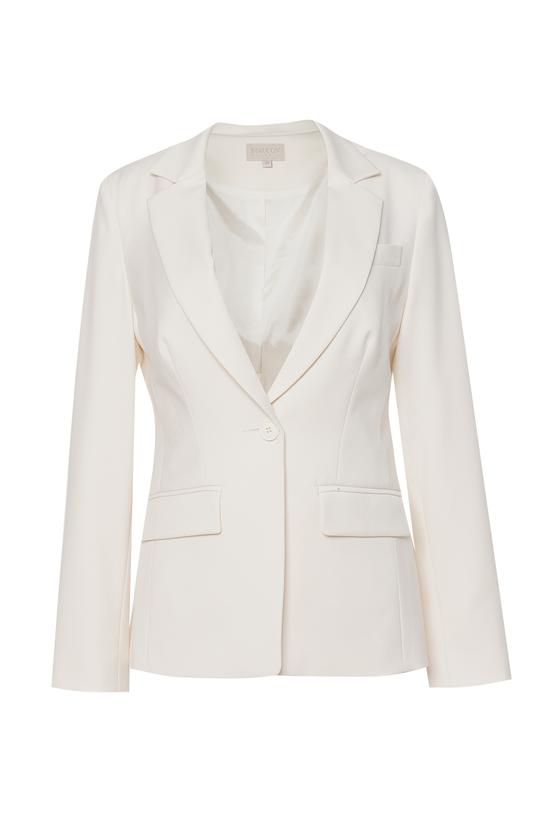 Klasyczny śmietankowy żakiet z zapięciem na jeden guzik - 1