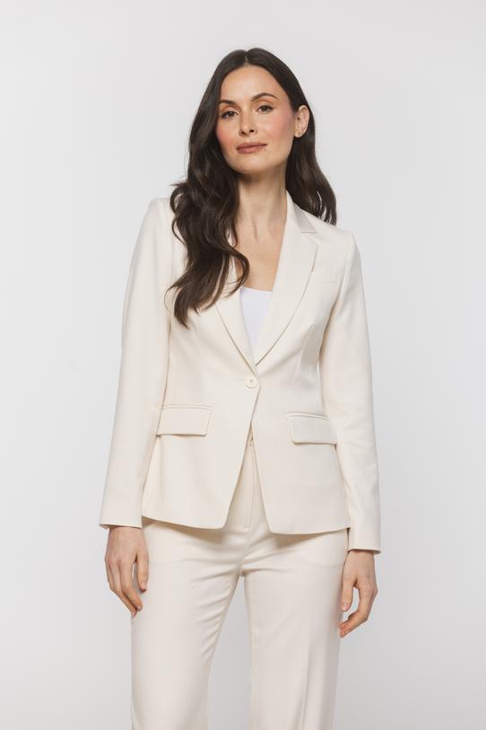 Klasyczny śmietankowy żakiet z zapięciem na jeden guzik - 3