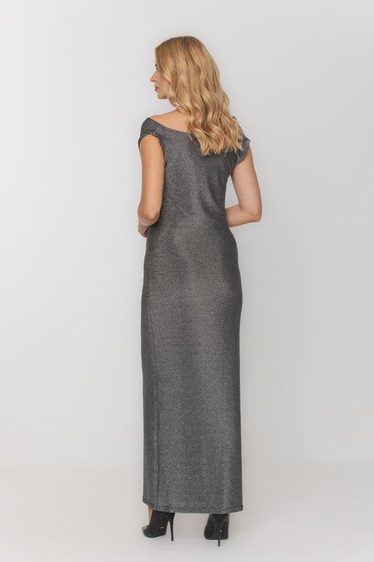 Kobieca sukienka o długości maxi w kolorze srebra - 3