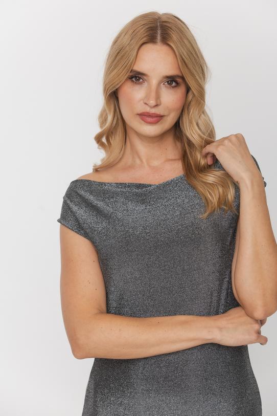 Kobieca sukienka o długości maxi w kolorze srebra - 4