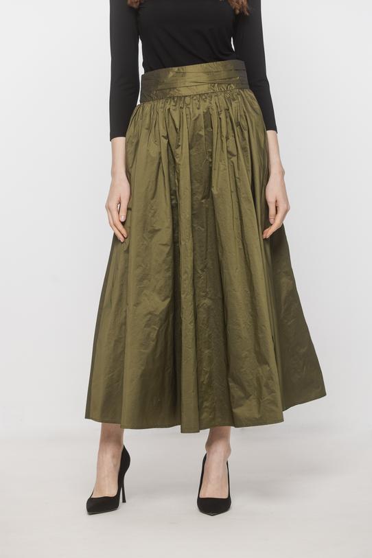 Koktajlowa oliwkowa spódnica z połyskującej tafty - 2
