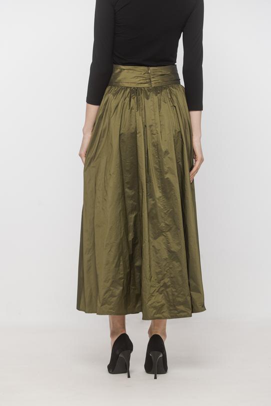 Koktajlowa oliwkowa spódnica z połyskującej tafty - 3